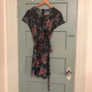 VINTAGE Sparkly 70s Floral Secretary Dress Size L